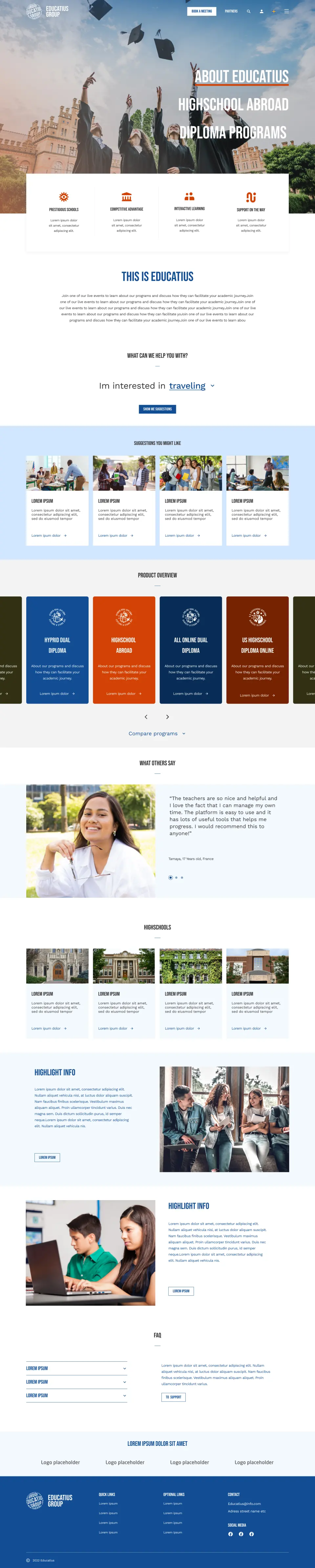 Educatius website interface designed in Figma
