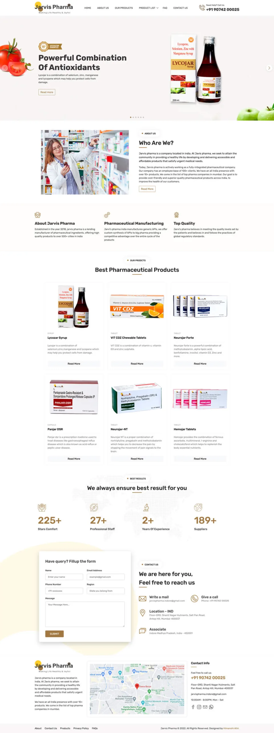 Jarvis Pharma website design